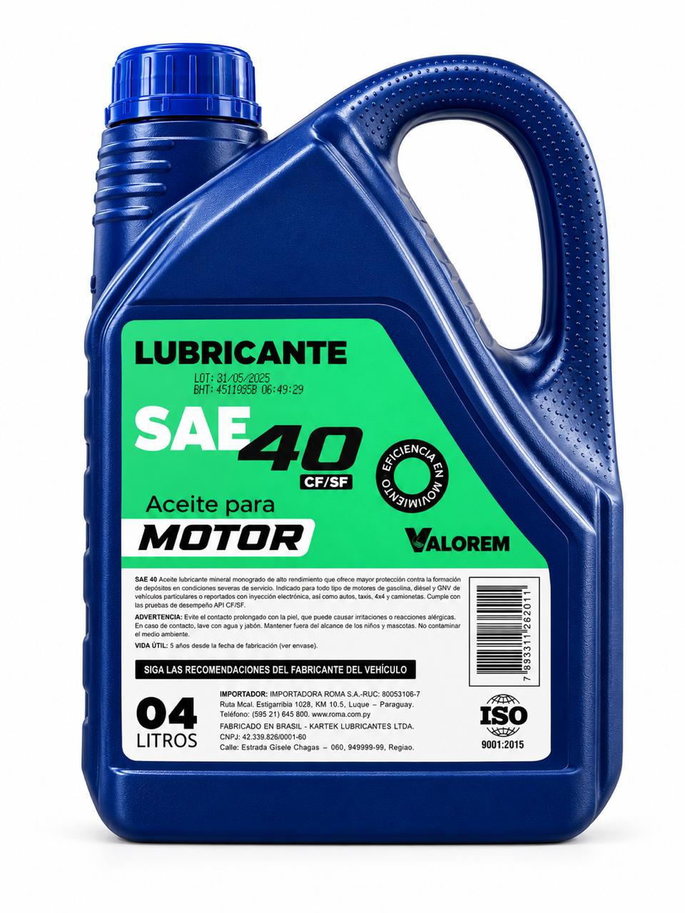 VALOREM LOK SAE 40. SF/CF GL. 4X4.
